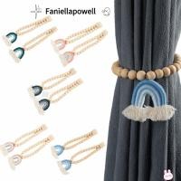 ราคา FANIELLAPOWELL ผ้าม่านหัวเข็มขัด ผ้าฝ้ายผ้าลินินแม่เหล็กหัวเข็มขัดผ้าม่าน Tiebacks Boho Rainbow พู่สามสีสายรุ้งผ้าม่านผู้ถือตกแต่งผ้าม่าน (55657387746)