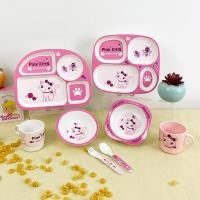 ราคา เกรดอาหารเมลามีนบนโต๊ะอาหารเด็กการ์ตูนจานอาหารค่ําเด็กอนุบาลช่องจานอาหารค่ําถ้วยชามช้อนชุด 2สวัสดี (48060471098)