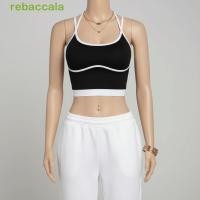 ราคา REBACCA Yoga Bra Tank Contrast Trim Fited Sports Tank Top Fashion Beautiful Back Color Block Sports Vest Yoga (44709862460)