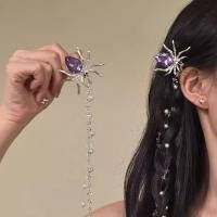 ราคา มาโรโปลี กิ๊บรัดผมสีม่วงส่องแสง ประดับพลอยเทียมลวดลายพู่แมลงมุม สำหรับงานคอนเสิร์ต (57204055699)