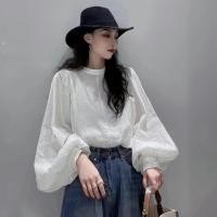 ราคา เสื้อคอปกระบายลายตุ๊กตา สไตล์เกาหลี โทนสีขาวครีมสำหรับสาวๆ (55659234314)