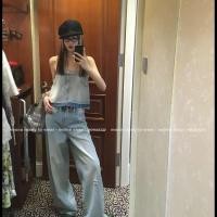 ราคา เสื้อผ้าแบรนด์ Muuxi MONA Retro Temperament Denim Camisole กับ กางเกงเอวกลาง สไตล์ใหม่ (51108124638)