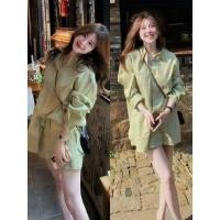 ราคา สูทสองชิ้นสำหรับผู้หญิง สไตล์สีเขียวแขนยาว เหมาะสำหรับฤดูร้อน (45809196136)