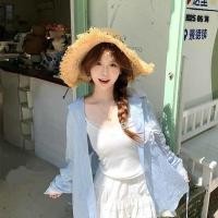ราคา เสื้อยืดลายเย็บลูกไม้สีฟ้าครีม สำหรับผู้หญิง ทำจากผ้าไหมน้ำแข็ง สไตล์เบาๆ สำหรับฤดูร้อน (41830219968)