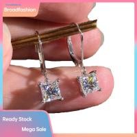 ราคา BRO แฟชั่นผู้หญิงเจ้าหญิงตัด Cubic Zirconia Dangle Leverback ต่างหูเครื่องประดับ (44856393220)