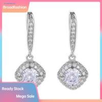 ราคา BRO Cubic Zirconia แขวน Drop Dangle Ear Hook ต่างหูอุปกรณ์เสริมเครื่องประดับ (45656405611)