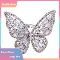 ราคา BRO ผู้หญิงแฟชั่น Cubic Zirconia ฝังผีเสื้อแหวนนิ้วเครื่องประดับปาร์ตี้ (55906373030)