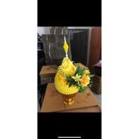 ราคา พานพุ่มดอกไม้แห้งขนาด10 สีเหลืองขายคู่ (23287066358)