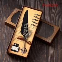 ราคา ดารอน อะไร ขนจุ่มปากกากับ5ปลายปากกาชุดโลหะคลาสสิกใหม่อินเทรนด์เครื่องเขียนนักเรียนประณีตวันครูลงนามเขียนปากกาหมึกซึมด้วยหมึก (52760890257)