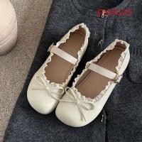 ราคา DARON JK รองเท้าส้นแบน หนัง PU ลูกไม้ Ruffled Casual Ballet Flats แฟชั่น Soft Sole Bow Sweet Slip บนรองเท้าไม่มีส้นสาว (55908360130)