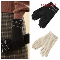 ราคา DARON ผู้หญิงถุงมือหนังนิ่ม หนา Plush ถุงมือหน้าจอสัมผัส Vintage Keep Warm Windproof Full Finger ฤดูหนาว Mittens วิ่ง (55758349490)