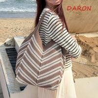 ราคา DARON Hollowed Out กระเป๋าถัก กระเป๋าสะพาย Bohemian Beach Starw Bag อินเทรนด์ Stripe Storage Bag ความจุขนาดใหญ่สานกระเป๋าช้อปปิ้ง (53608349565)