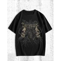 ราคา เสื้อยืดลายโครงกระดูกสไตล์ดาร์ก ผ้าฝ้าย 100 ใส่สบาย Oversized สไตล์สตรีททันสมัย เหมาะสำหรับผู้ชายที่ชอบสไตล์ดาร์ก สวมใส (49108287351)