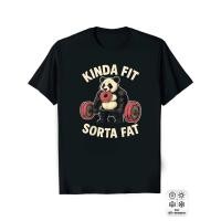 ราคา เสื้อยืดคอกลมแขนสั้นลายหมีแพนด้าขี้เล่น Kinda Fit Sorta Fat Funny Gym สำหรับยกน้ำหนัก เนื้อผ้า 100 นุ่มสบาย เหมาะสำห (42629778244)