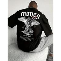 ราคา เสื้อยืดผู้ชาย ลายเทวดา Money สไตล์อเมริกันวินเทจ ฮิปฮอปสตรีท Oversized ผ้าฝ้าย ใส่สบาย แฟชั่นฮิต (55959476435)