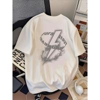 ราคา เสื้อยืดคอกลมแขนสั้นผู้ชายวัยรุ่น ใส่สบายรับซัมเมอร์ เนื้อผ้า Heavyweight พิมพ์ลายตัวอักษรไฟน้ำพุ สไตล์ลำลอง ใส่สบาย (49858585431)