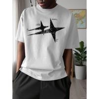 ราคา เสื้อยืดสตรีทแวร์ชายไซส์โอเวอร์ไซส์ลายดาว แขนสั้นสำหรับฤดูร้อน ทรงหลวมไหล่ตก คอกลมเสื้อสวมใส่สบาย ลายดาว เข้ากับดี (48158427061)