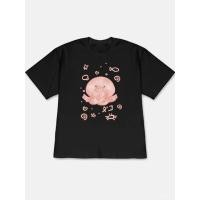 ราคา เสื้อยืดลายการ์ตูนฤดูใบไม้ผลิ ฤดูร้อนปี 2026 สีชมพูอ่อน ลายสีน้ำ ลายปลาหมึก ดาว หัวใจ ปลา ภาพประกอบข้อความญี่ปุ่น (57858556039)