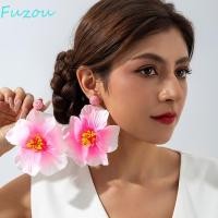 ราคา FUZOU ต่างหูดอกไม้ผ้า ต่างหูจี้ดอกไม้สีสันสดใสหวาน อุปกรณ์เครื่องประดับขนาดใหญ่ที่สวยงาม Retro Beach Drop ต่างหูผู้หญิง (57359819231)