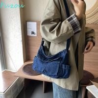 ราคา FUZOU Denim Messenger Bag ผ้าใบหลายกระเป๋ากระเป๋าสะพาย Vintage Blue Harajukuขนาดใหญ่ความจุใต้วงแขนกระเป๋าTravel (56859868114)