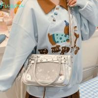 ราคา FUZOU Star Itabag ไนลอนHarajuku Ulzzang Itaกระเป๋า แบบพกพาY2K Pin Badgeจอแสดงผลขนาดใหญ่ความจุPVCโปร่งใสไหล่กระเป๋าผู้หญิง (54610408754)