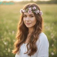 ราคา ฟูซู พวงมาลัยดอกไม้ ที่คาดผมดอกไม้สีชมพูสีขาว เครื่องประดับผมจําลองดอกไม้โบฮีเมียนผมห่วงมงกุฎเจ้าสาวชายหาด (54409862098)