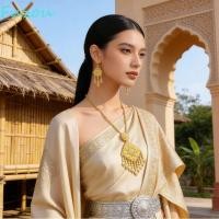 ราคา ฟซู สร้อยคอต่างหูชุด โลหะผสมไทยชุบทองเครื่องประดับชุด หวานชาติพันธุ์เรขาคณิตสไตล์โบฮีเมียนผู้หญิงเครื่องประดับสูทแบบดั้งเดิมไทยเสื้อผ้าอุปก (52509754250)