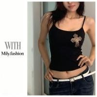 ราคา Milyfashion สลิงพิมพ์ลายเสือดาวพิมพ์ลายเสือดาวสีดําสั้น Y2K SULIT (50109970589)