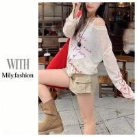 ราคา Milyfashion เสื้อคลุมแขนยาวผ้าบางสีขาวลายตัวอักษรและหัวใจ เปิดไหล่สไตล์สาวแซ่บ (57658834956)