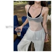 ราคา Milyfashion Hot Girl Sexy Gauze Transparent Ruffled All Match Short Elastic Sling (26706036513)