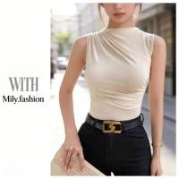 ราคา Milyfashion จีบแขนกุด สไตล์ใหม่ฤดูร้อน ฟิตเรียวสำหรับผู้หญิง F4LV (52558249343)