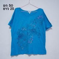 ราคา มือ2 เสื้อยืดแฟชั่น งานปักสวยๆ ใส่สบาย ทรงโอเวอร์ไซส์ (44115489652)