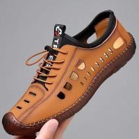 ราคา รองเท้าผู้ชายรองเท้าผู้ชายฤดูร้อนรองเท้าแตะผู้ชายBreathable Casualรองเท้าSoft Soled Ultra Lightสบายรองเท้าหนังแฟชั่นอินเทรนด์All Matchรองเท้าผู้ชาย 3G53 (49658908670)
