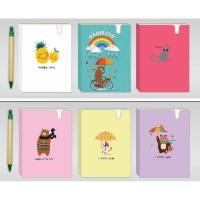 ราคา สมุดโน้ต สมุดบันทึก พร้อมปากการีไซเคิล ขนาด 4 6 x 5 9 นิ้ว พร้อมส่ง 6 ลาย OL 0049 (1058193180)