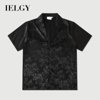 ราคา IELGY เสื้อเชิ้ตแขนสั้นลายดอกไม้ชายคู่สไตล์ครึ่งแขนปกหลวม (22833419962)