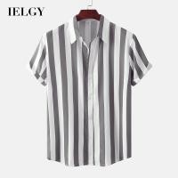 ราคา IELGY เสื้อเชิ้ต แขนสั้น ลายทาง ทรงหลวม สไตล์เกาหลี สําหรับผู้ชาย (21883484635)