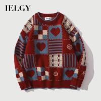 ราคา IELGY เสื้อสเวตเตอร์สีแดงสไตล์ขี้เกียจของผู้ชาย Love niche (23578373545)