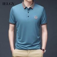 ราคา IELGY เสื้อเชิ้ตคอปกโปโลบางแฟชั่นปักลายแขนสั้นผู้ชายสําหรับผู้ชายเสื้อโปโลสําหรับผู้ชาย (29713600709)
