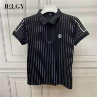ราคา IELGY เสื้อเชิ้ตแขนสั้นผู้ชายลายทางอเนกประสงค์ทรงสลิม (29363580921)