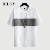 ราคา IELGY ผ้าไหมน้ําแข็งแขนสั้นเสื้อยืดผู้ชายฤดูร้อนสไตล์ใหม่ครึ่งแขนผ้าฝ้ายผ้าลินินสีทึบ Loo (28880633944)
