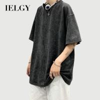 ราคา IELGY ล้างเก่าเสื้อยืดผู้ชาย อิน หลวมย้อนยุคครึ่งแขน (26680780797)