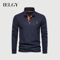 ราคา IELGY ใหม่Lapelเสื้อโปโลผู้ชายผ้าฝ้ายแฟชั่นสบายๆผู้ชายแขนยาว (18686608824)