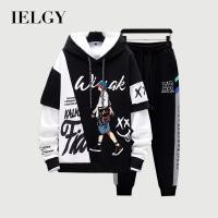 ราคา IELGY เวอร์ชั่นเกาหลีจับคู่สีคลุมด้วยผ้าเสื้อกันหนาวแขนยาวกางเกงขายาวกีฬาผู้ชายชุดสองชิ้น (13299741573)