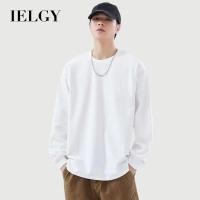ราคา IELGY สีทึบแขนยาวเสื้อยืดผู้ชายสีขาวหลวมรอบคอด้านใน จุดต่ําสุด เสื้อ สูงสุด (43470734480)