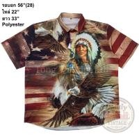 ราคา มือ2 Ind6 เสื้อฮาวาย ไซส์ใหญ่ Size 56 ลายอินเดียแดงกับนกอินทรีย์ พื้นธงอเมริกา (24693608676)