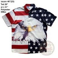 ราคา มือ2 EMec เสื้อฮาวาย Size 46 ลายหน้านกอินทรี พื้นลายธงชาติอเมริกา (46058312592)