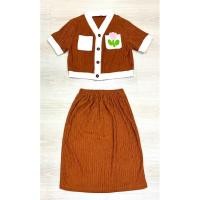 ราคา เซตเสื้อแขนสั้นกระโปรงยาวสีส้มอิฐ ผ้าทอฟฟี่ มีกระเป๋างานปัก เอวสม็อค อก 36 ยาว 17 เอว 22 34 สะโพก 38 ยาว 23 นิ้ว (46861327716)
