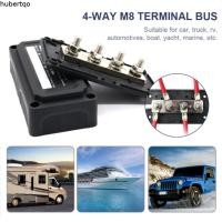 ราคา HUBERT DC 48v Distribution Block Heavy Duty Modular Design M8 Studs Bus Bar Box 4 Terminal Studs 300A Rated Power Distribution Block รถ (54611379270)
