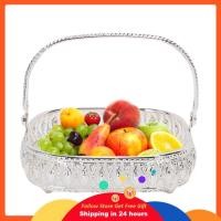 ราคา Supergoodsales Supergoodsales Pssopp โลหะชามเสิร์ฟผลไม้ถาดผักพร้อมด้ามจับที่สะดวกสบายและรูปแบบแกะสลักที่ประณีตสำหรับการตกแต่งโต๊ะรับประทานอาหารในห้องครัว (50409968314)