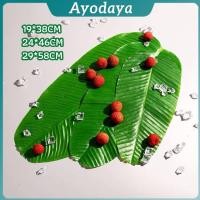 ราคา Ayo ใบตองเทียม ใบตองปลอม แผ่นรองจานถ่ายภาพ ใบตองเทียมรองอาหาร green leaf decoration (40469336023)